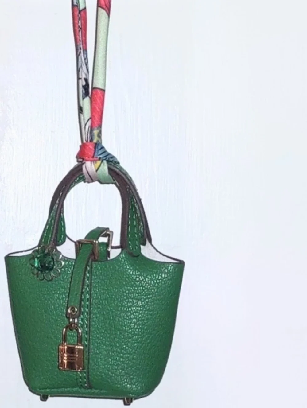 SALE: Green Rhinestone Jewel on Green Mini Bag Charm Storage Accessory